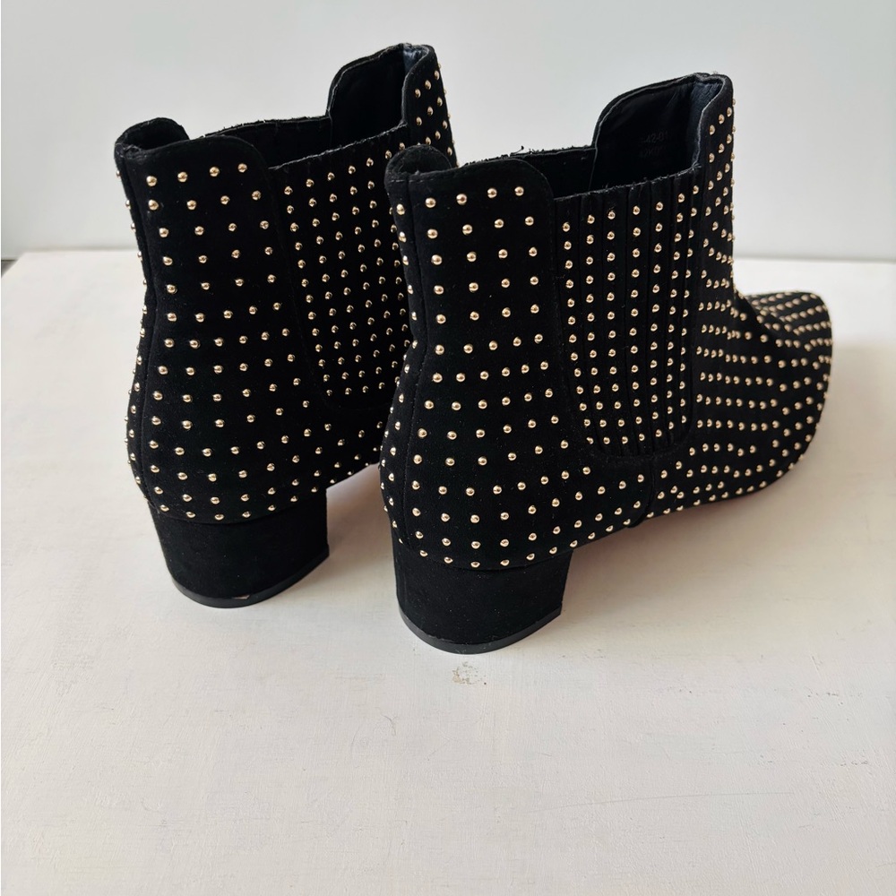 Topshop Black Studded Ankle Boots 10/41 - Picture 3 of 4